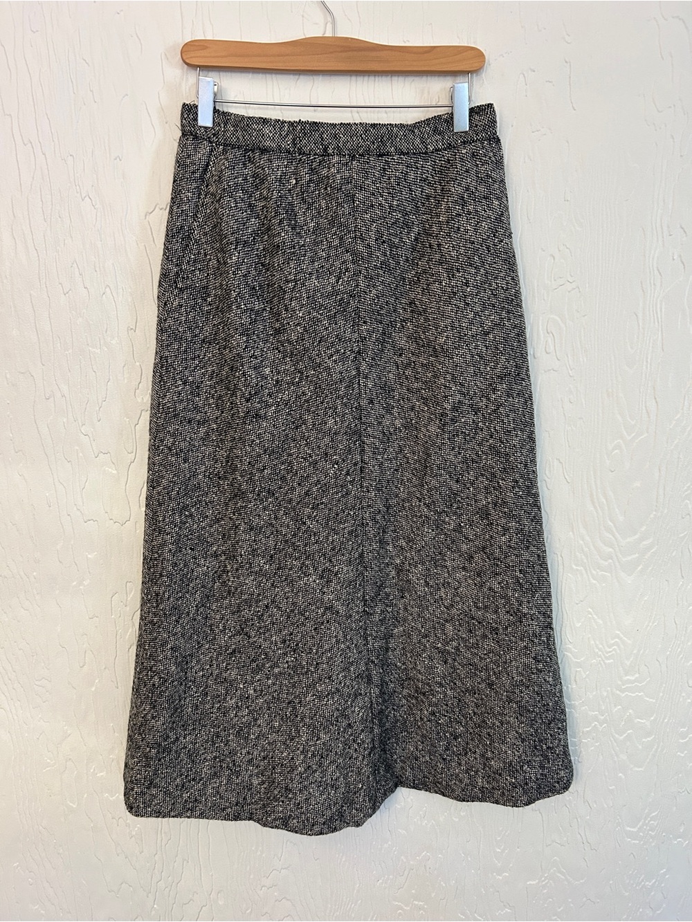 Vintage Sportscraft Wool Tweed Midi Skirt Union Made Size 6/8 Black White